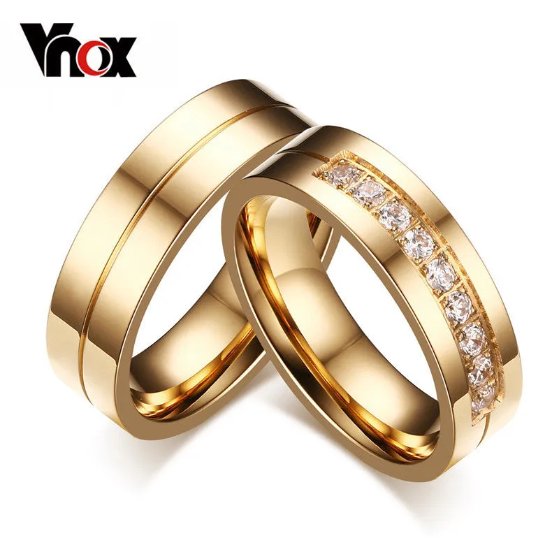 18K Gold Plated Diamond & Zirconia Stainless Steel Ring