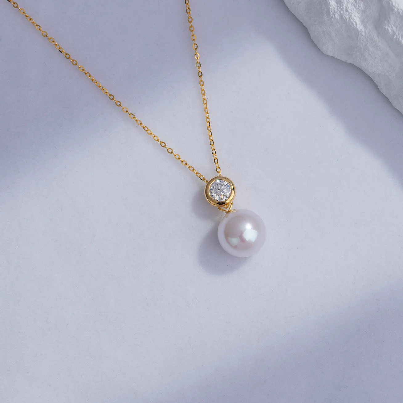 18K Solid Gold Edison Pearl Necklace KN00113