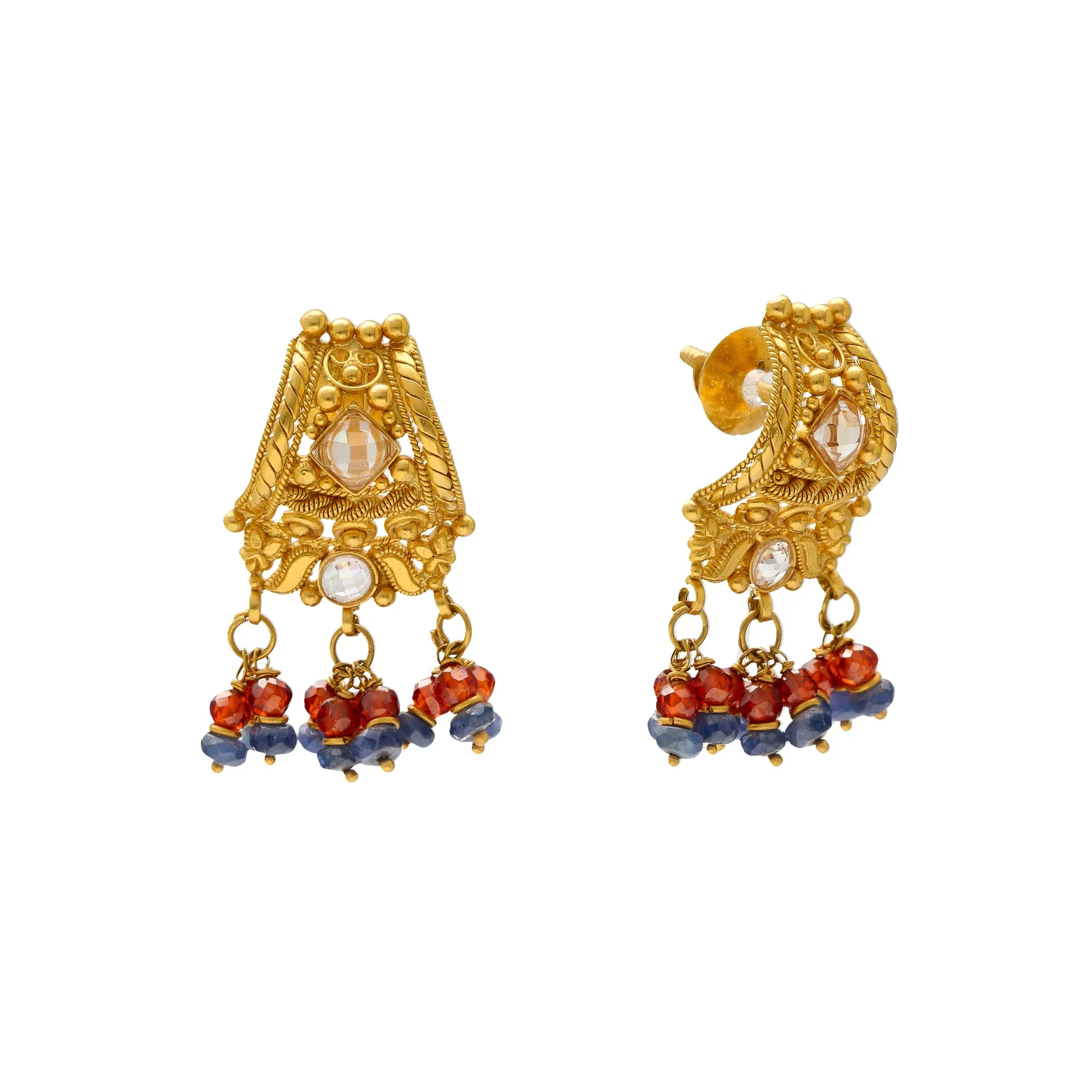 22K Yellow Gold Ruby Earrings (13.3gm)