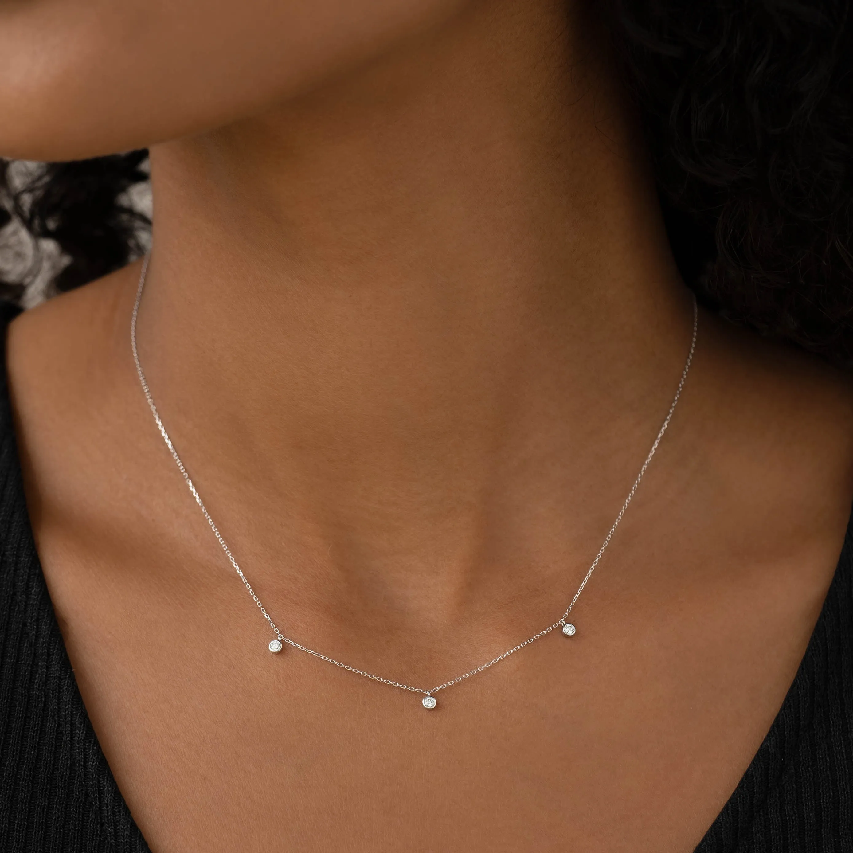 3-Diamond Necklace White Gold