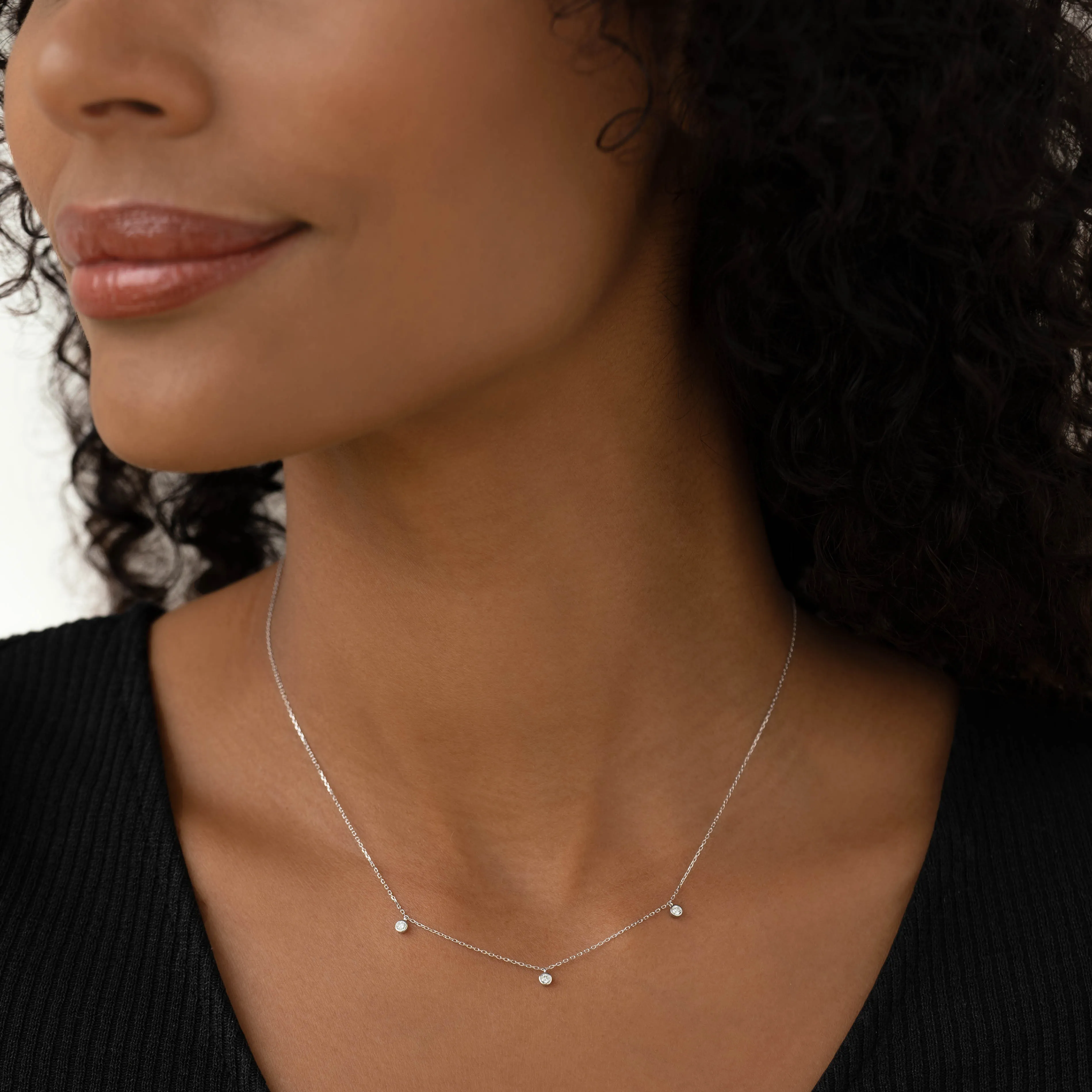 3-Diamond Necklace White Gold