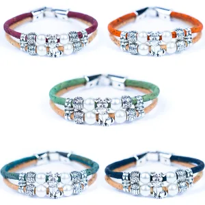 3MM round Colored cork thread with dog alloy accessories Handmade Bracelet BR-443-MIX-5