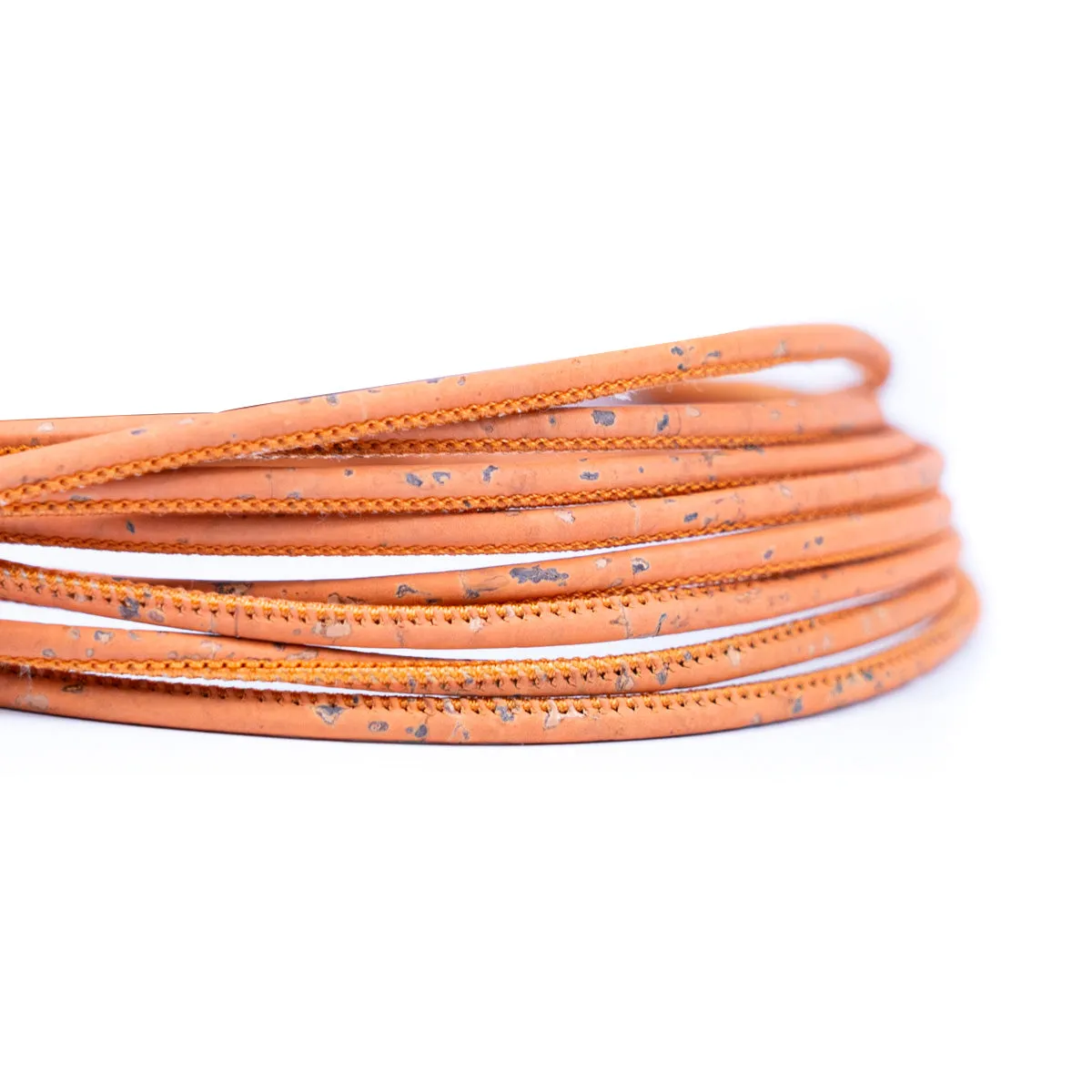 3MM round orange cork cord   COR-630(10 meters)