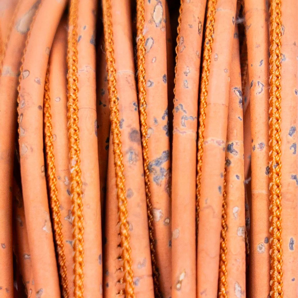 3MM round orange cork cord   COR-630(10 meters)