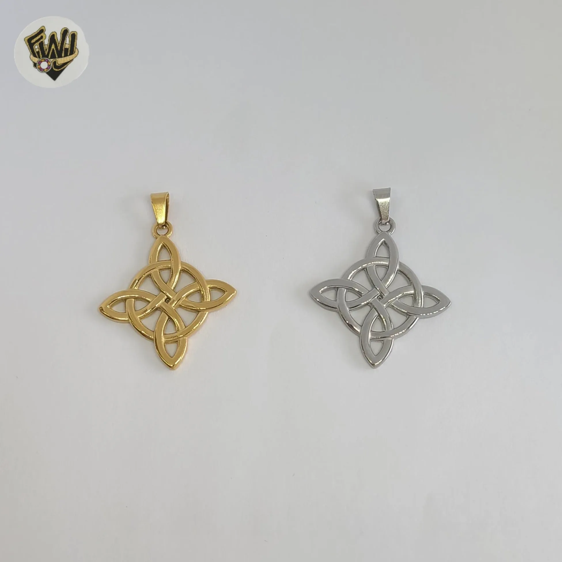 (4-2333) Stainless Steel - Good Luck Knot Pendants.