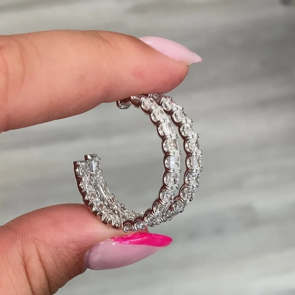 5.5 Carat White Radiant Diamond Hoops