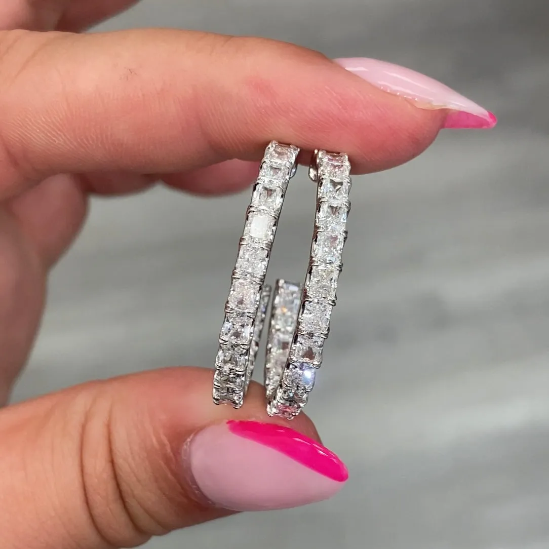 5.5 Carat White Radiant Diamond Hoops