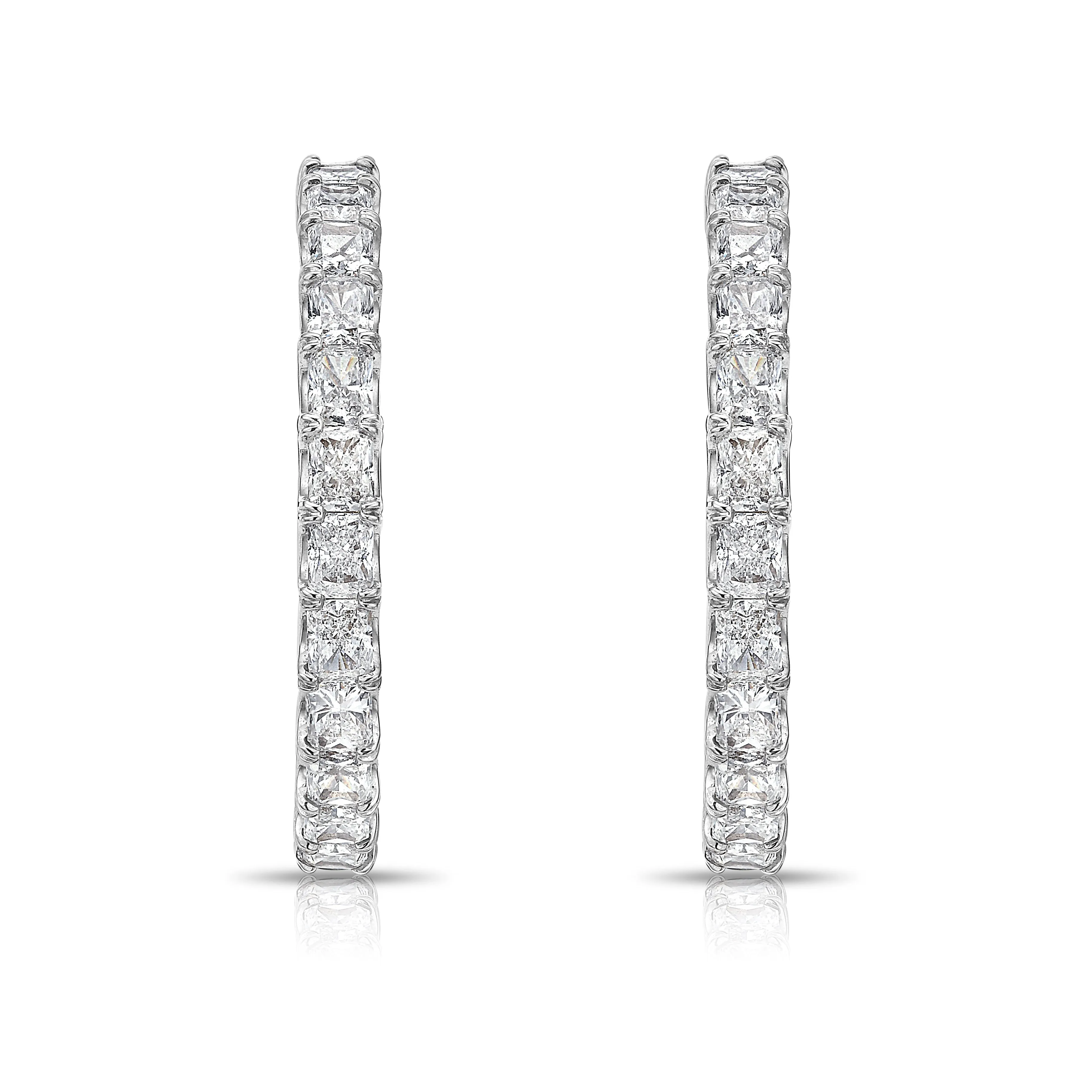 5.5 Carat White Radiant Diamond Hoops