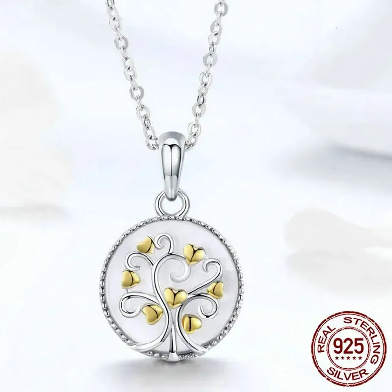 925 Sterling Silver Tree of Life Pendant Necklaces Women Gold Heart Tree Necklace Sterling Silver Jewelry