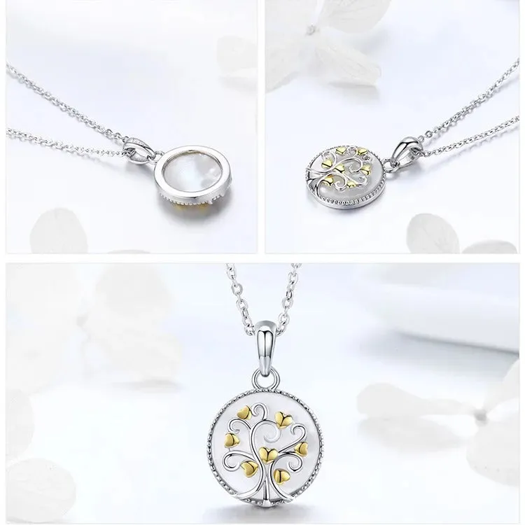 925 Sterling Silver Tree of Life Pendant Necklaces Women Gold Heart Tree Necklace Sterling Silver Jewelry