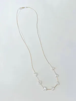 Adjustable Steps Necklace with  Freshwater Heart Pearls