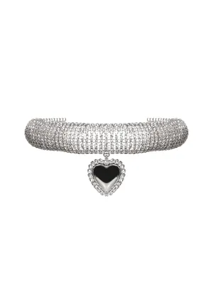 Alessandra Rich Embellished Heart Choker Necklace