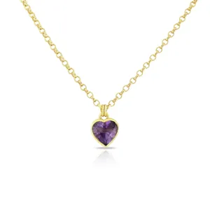 Amethyst Set Heart Necklace in Fully Gold Plated Silver