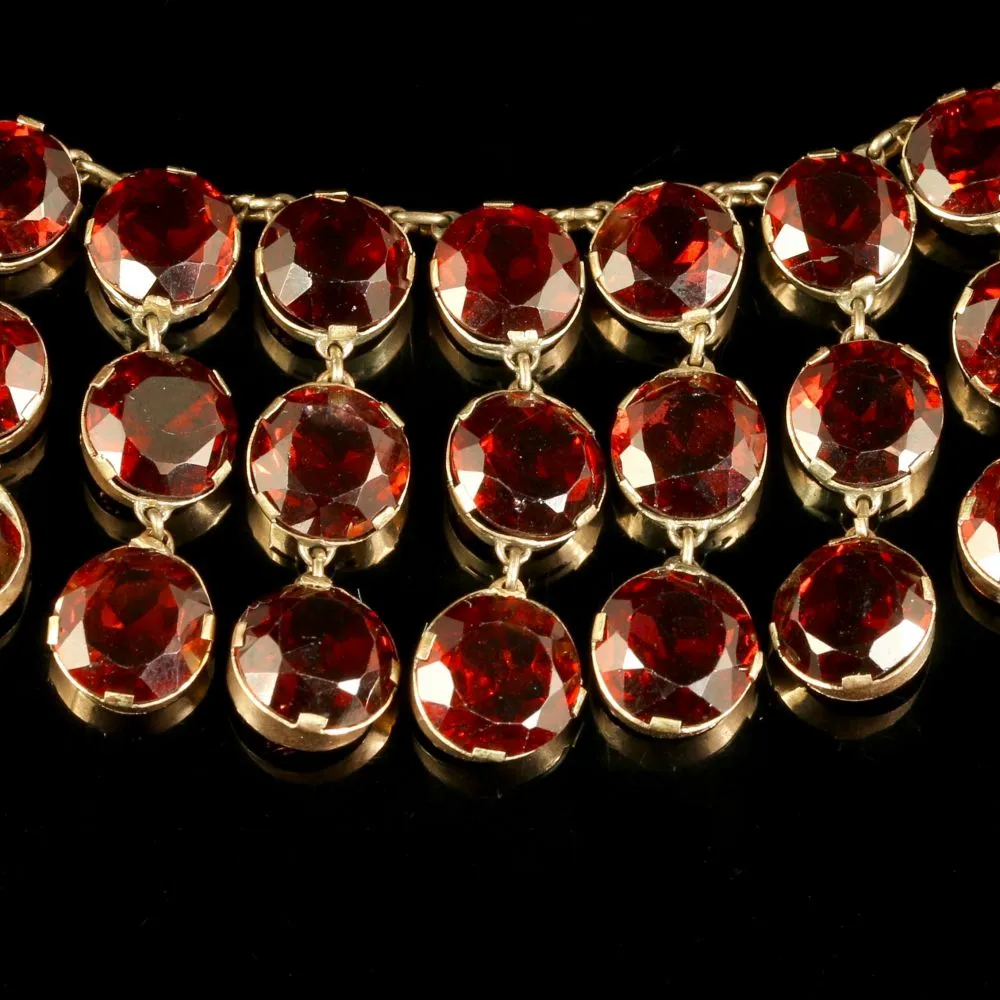 Antique Garnet Necklace 9Ct Rose Gold Circa 1900