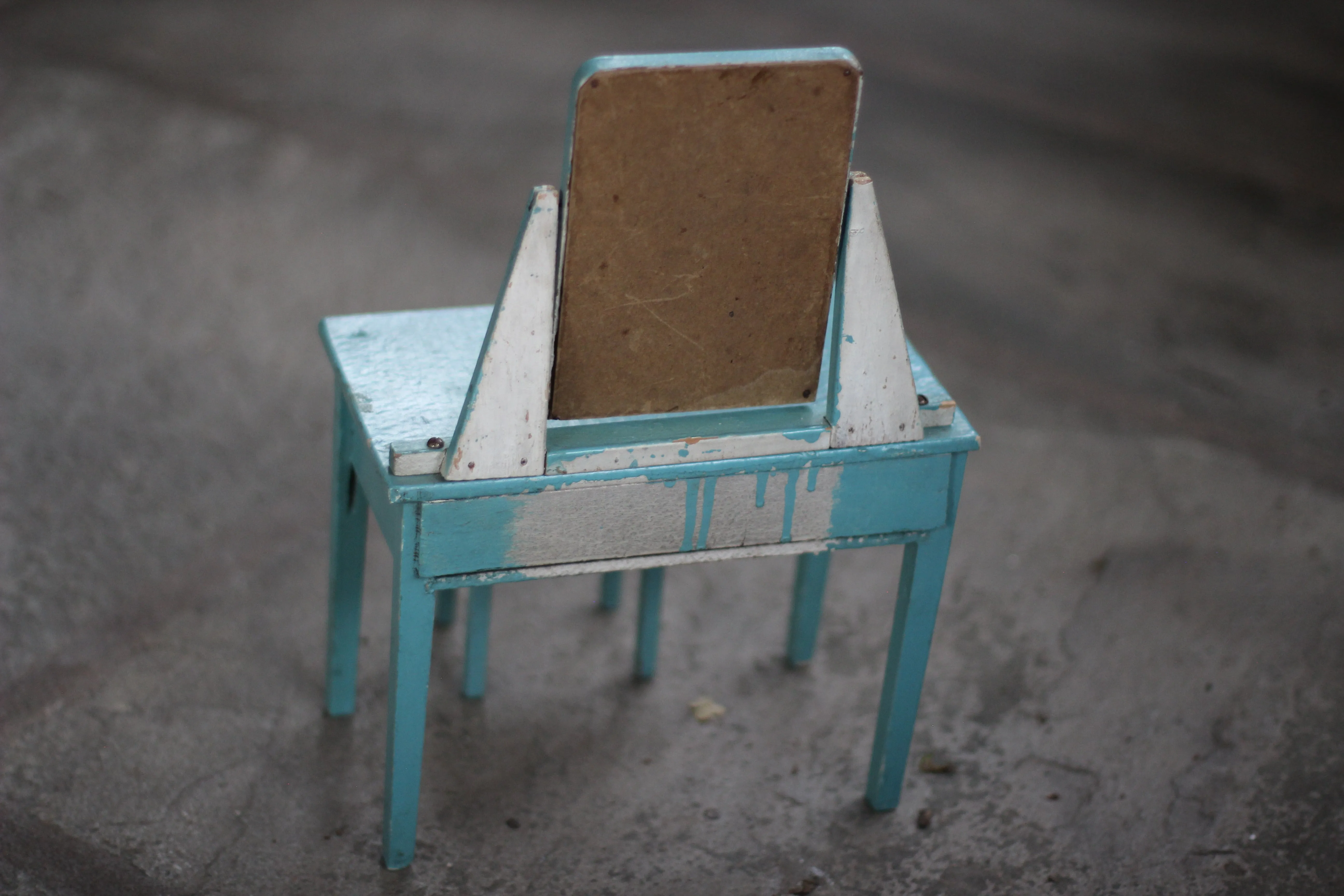 Antique Miniature Floral Blue Dresser