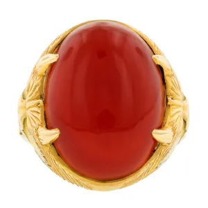 Art Deco Carnelian Enamel Dragon Ring