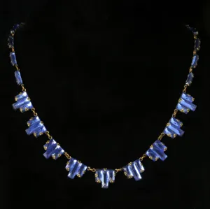 Art Deco Czech Necklace Blue Mirror Glass Circa 1920