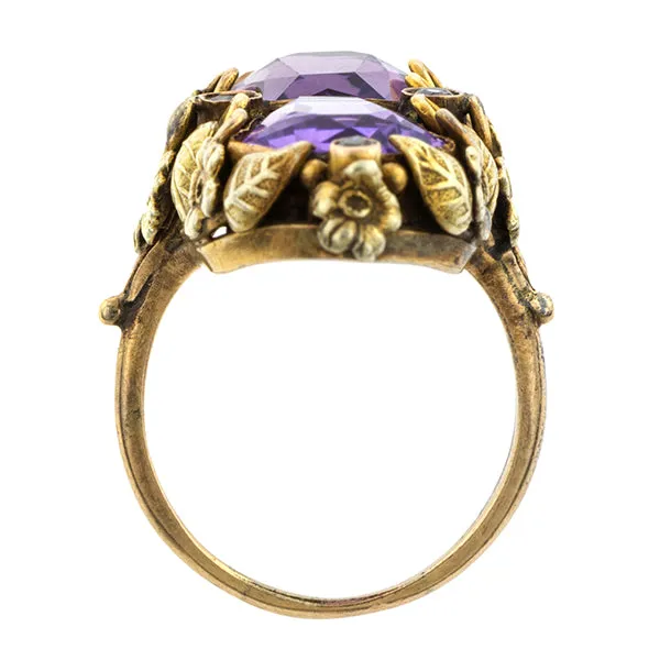 Arts and Crafts Amethyst and Diamond Ring