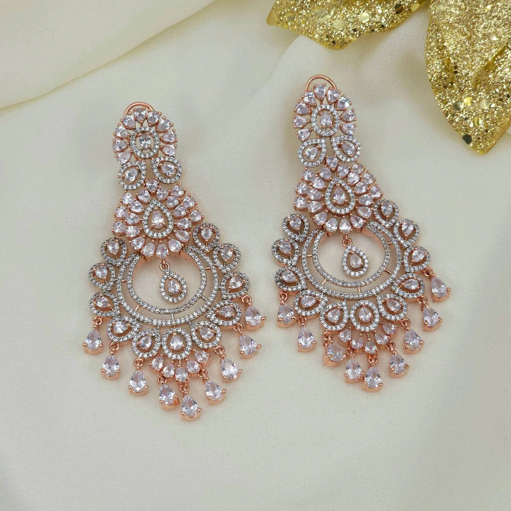 Azqa American Diamond Drop Earrings