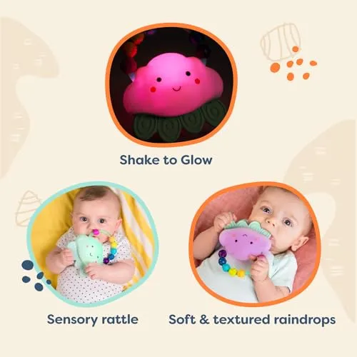 B. toys- B. baby – Baby Light-Up Cloud Rattle- Rain-Glow Squeeze- Teething Rattle Toys for Babies 3 Months  