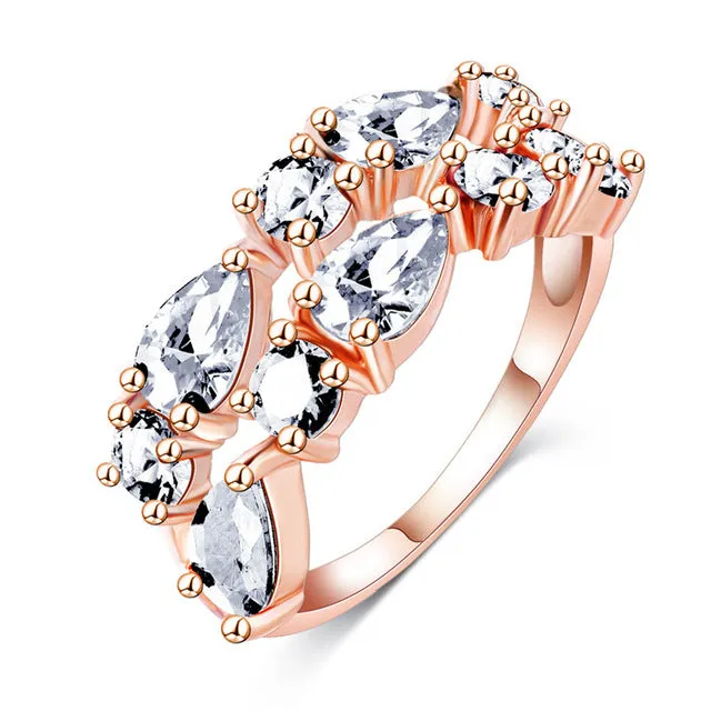 Beagloer Fashion Top Sale Colorful Rose Gold Color AAA Zircon Wedding bijoux Rings  Jewelry For Women CRI0242-A