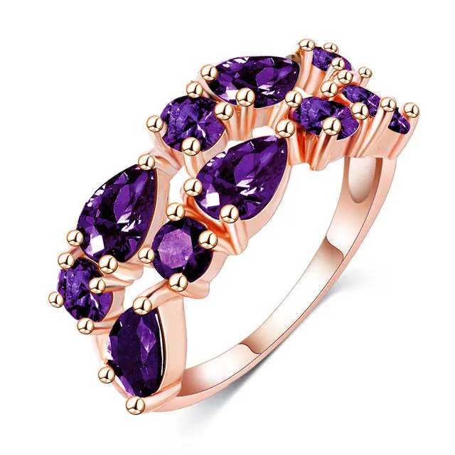 Beagloer Fashion Top Sale Colorful Rose Gold Color AAA Zircon Wedding bijoux Rings  Jewelry For Women CRI0242-A