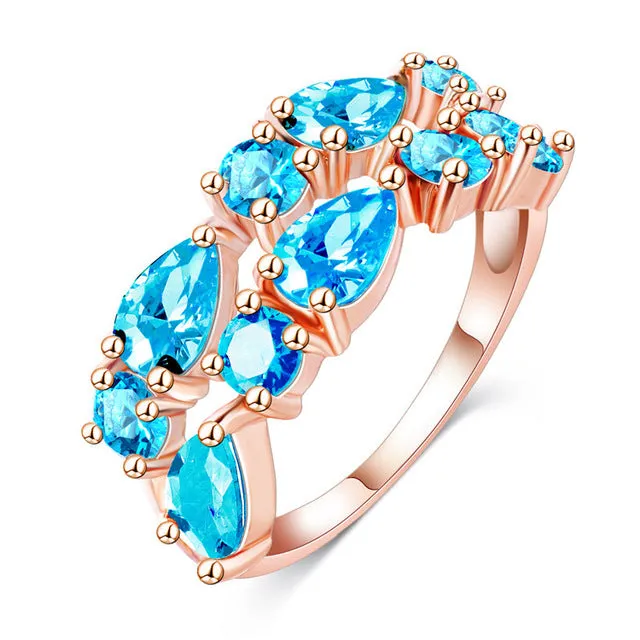 Beagloer Fashion Top Sale Colorful Rose Gold Color AAA Zircon Wedding bijoux Rings  Jewelry For Women CRI0242-A