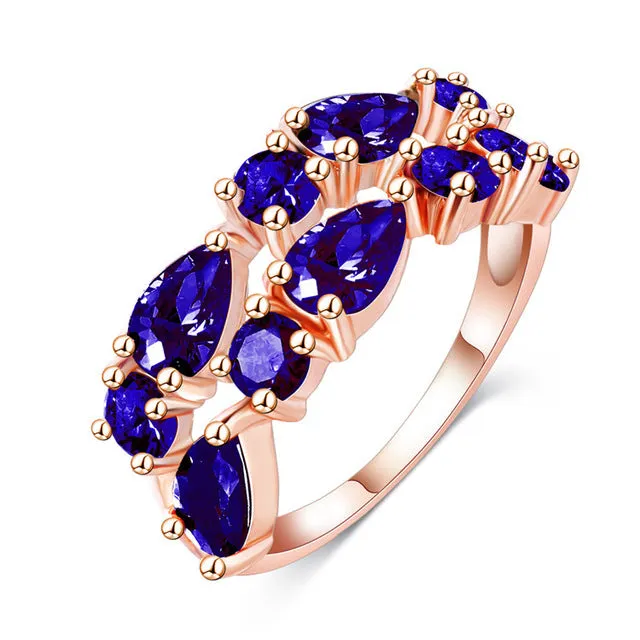 Beagloer Fashion Top Sale Colorful Rose Gold Color AAA Zircon Wedding bijoux Rings  Jewelry For Women CRI0242-A