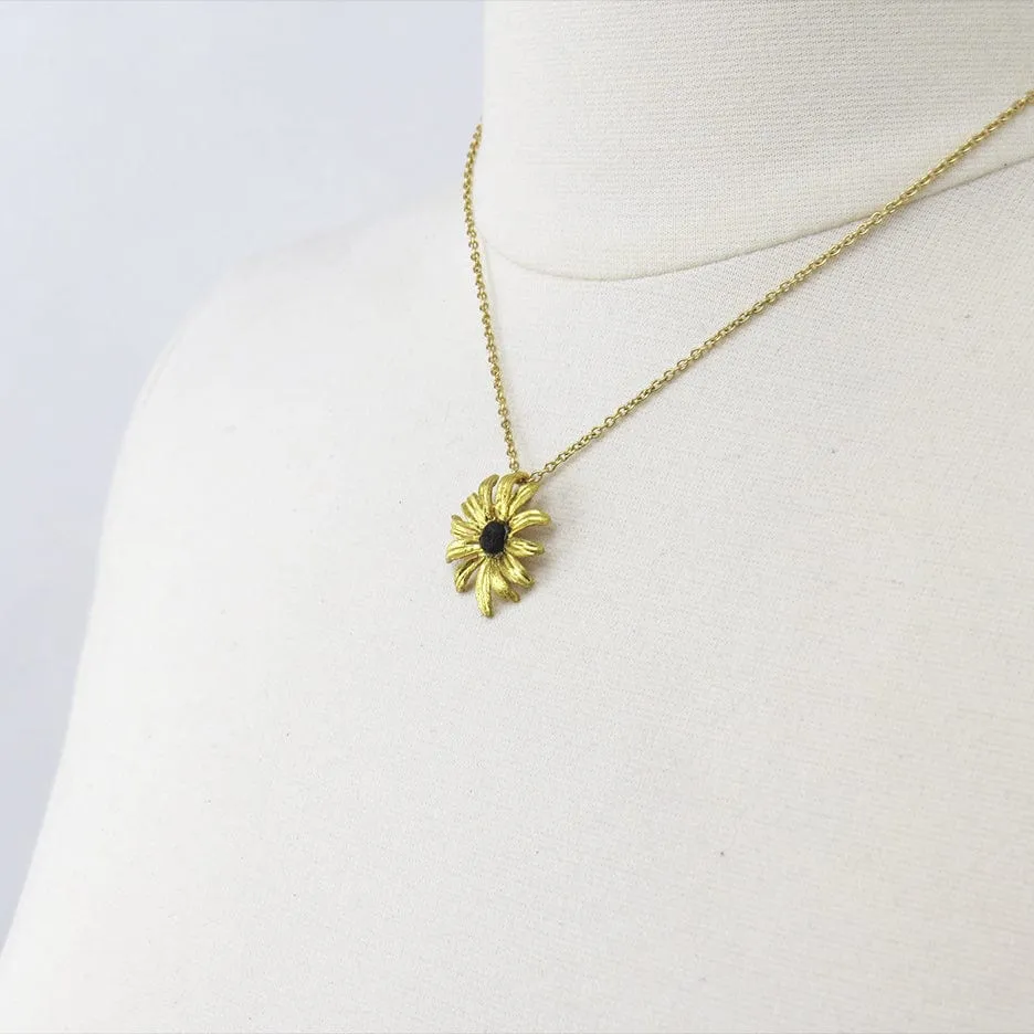 Black Eyed Susan Dainty Pendant Necklace