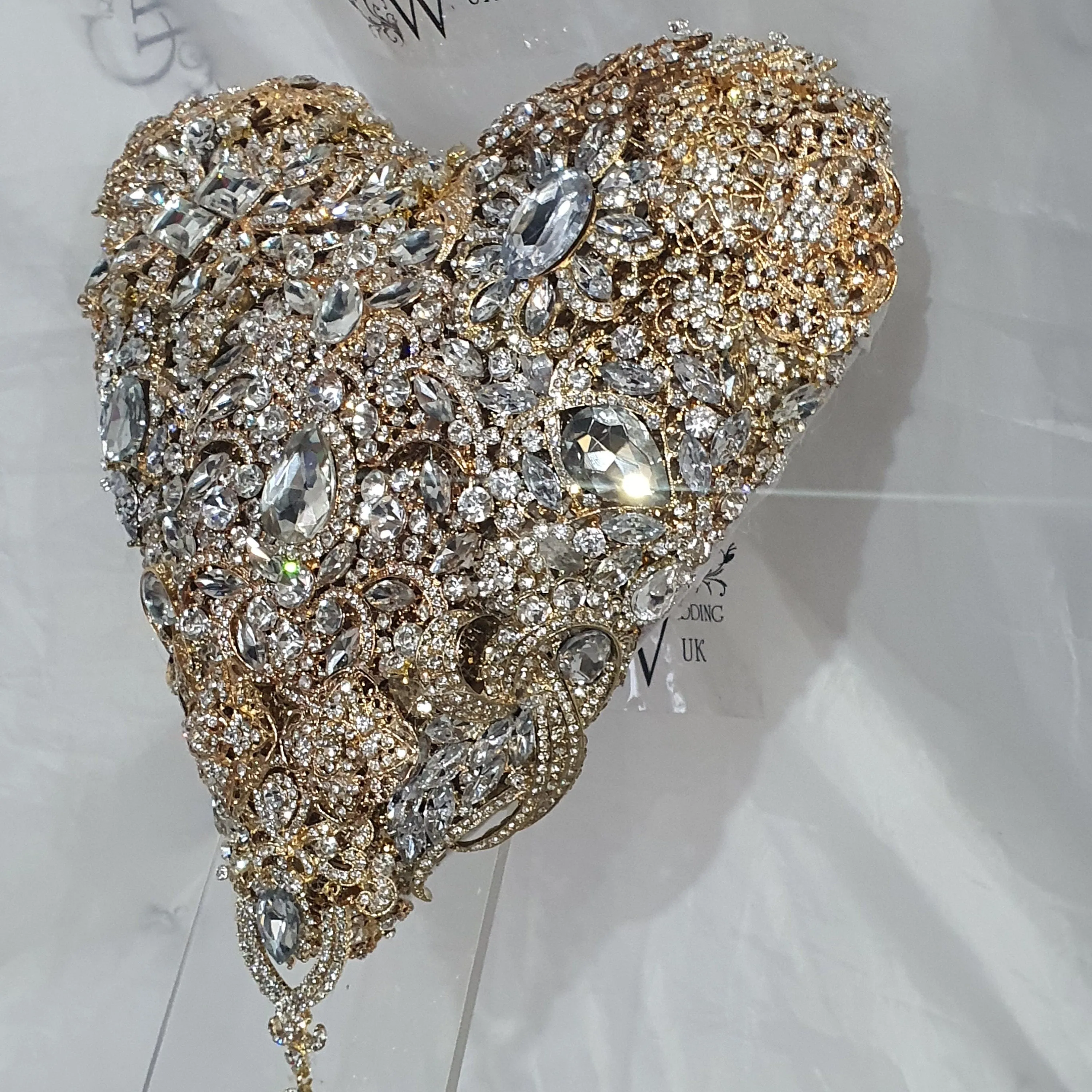 BROOCH BOUQUET Heart shaped brooch bouquet , gold jewel, valentine heart wedding bouquet. by Crystal wedding uk