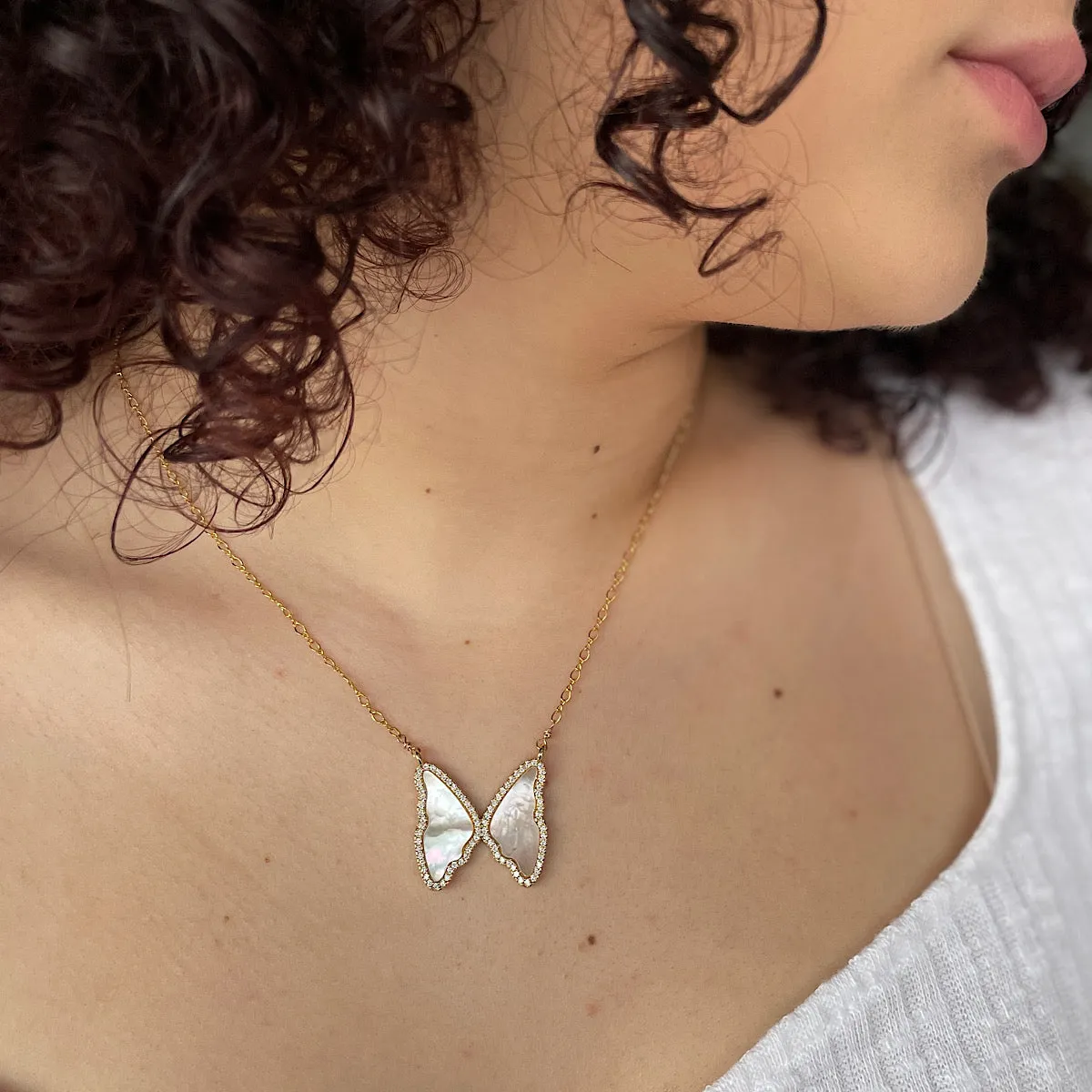 Butterfly Mother of Pearl Necklace