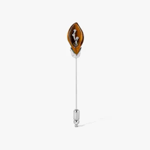 Calas Flower Pin Palladium Plated with Tiger Eye