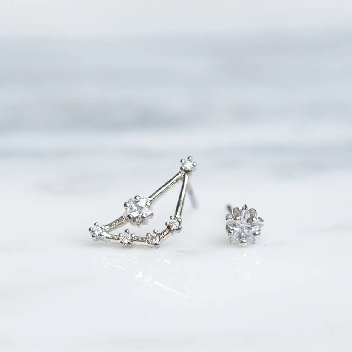 Capricorn 24k White Gold Plated Studs