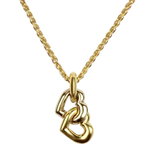 Cartier Estate 18k Yellow & White Gold Double Heart Pendant Necklace