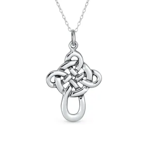 Celtic Twisted Religious Cross Pendant .925 Sterling Silver Necklace