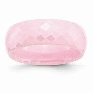 Ceramic Pink Faceted 7.5mm Polished Wedding Band Ring