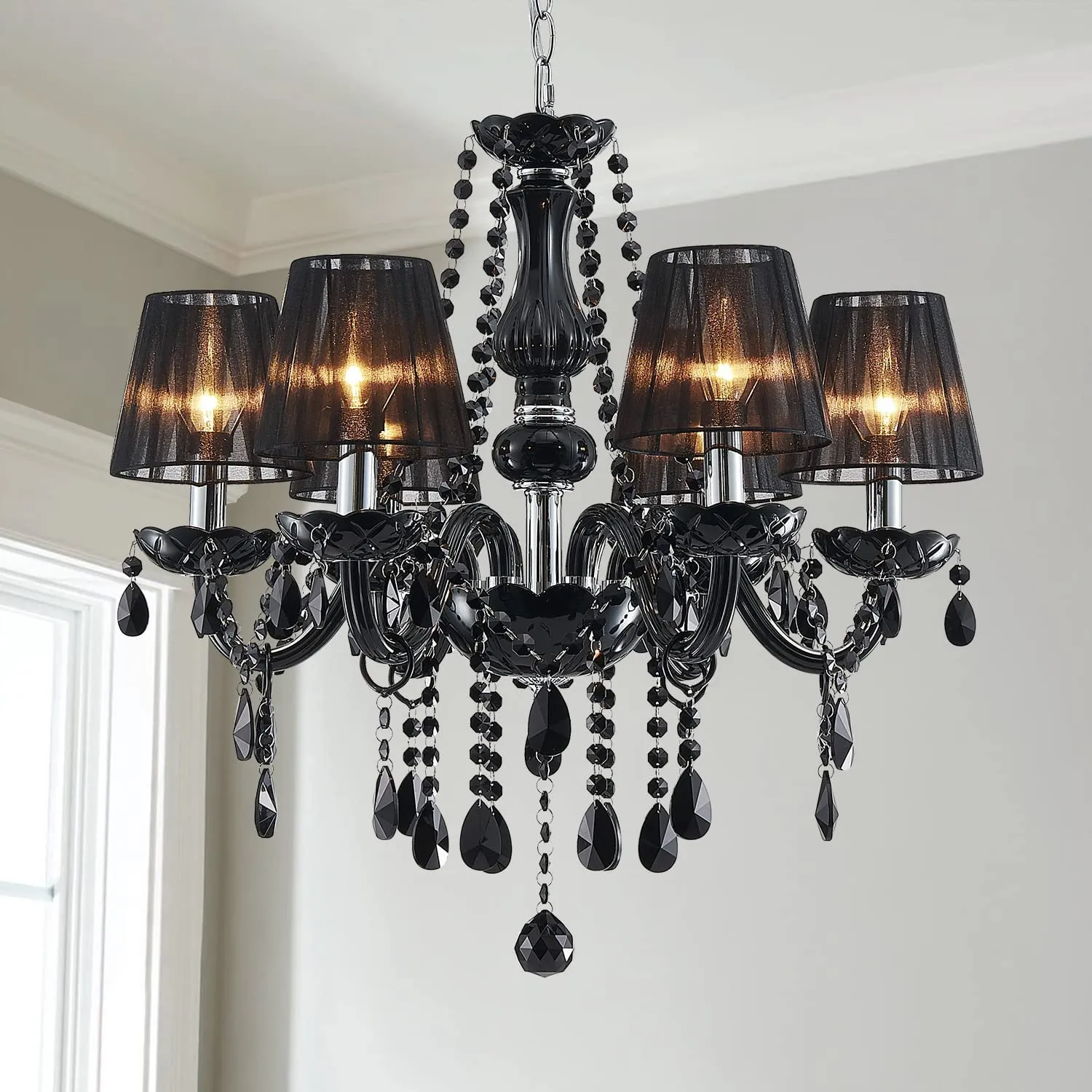 Chandelier Modern Crystal Multicolor Pendant with 6-Light