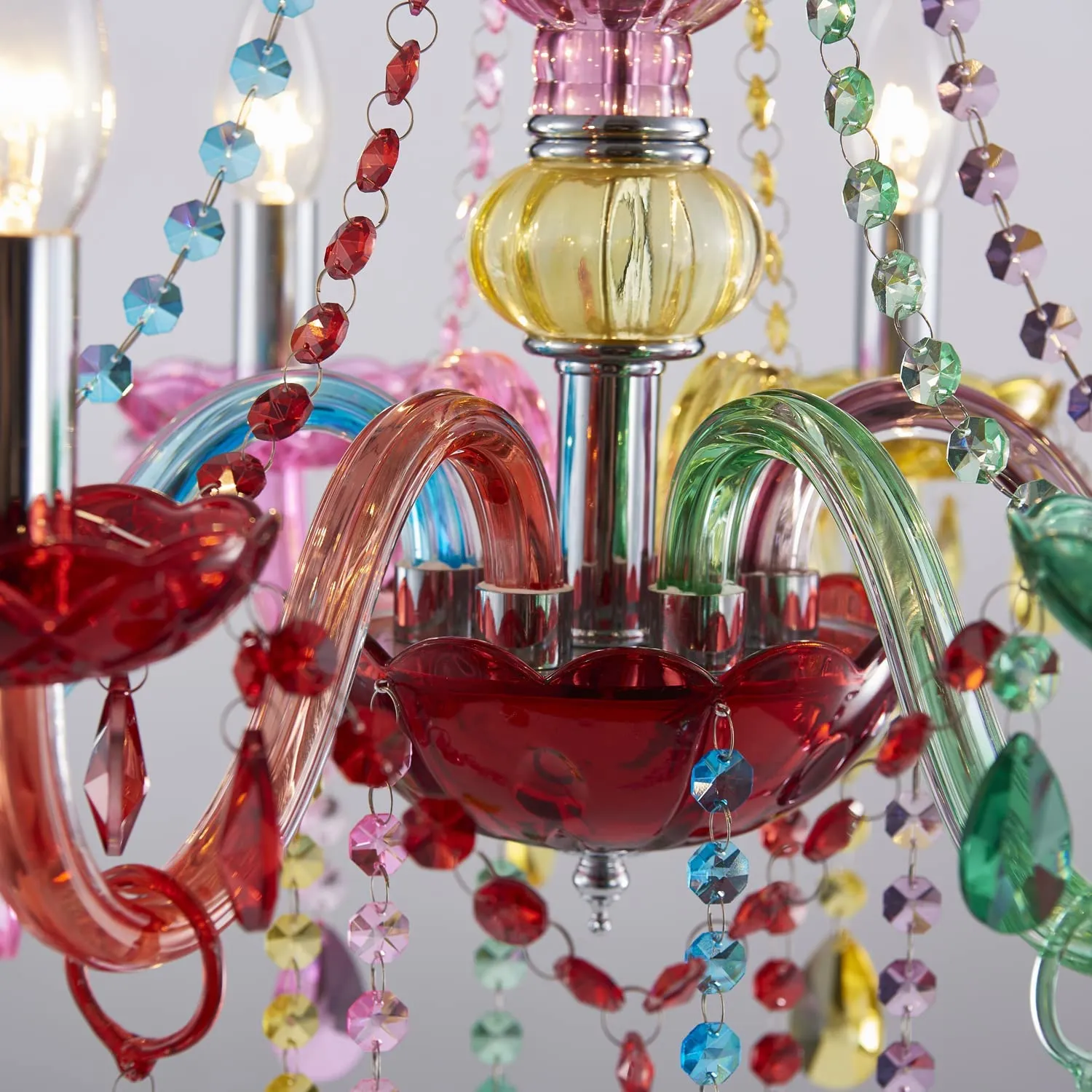 Chandelier Modern Crystal Multicolor Pendant with 6-Light