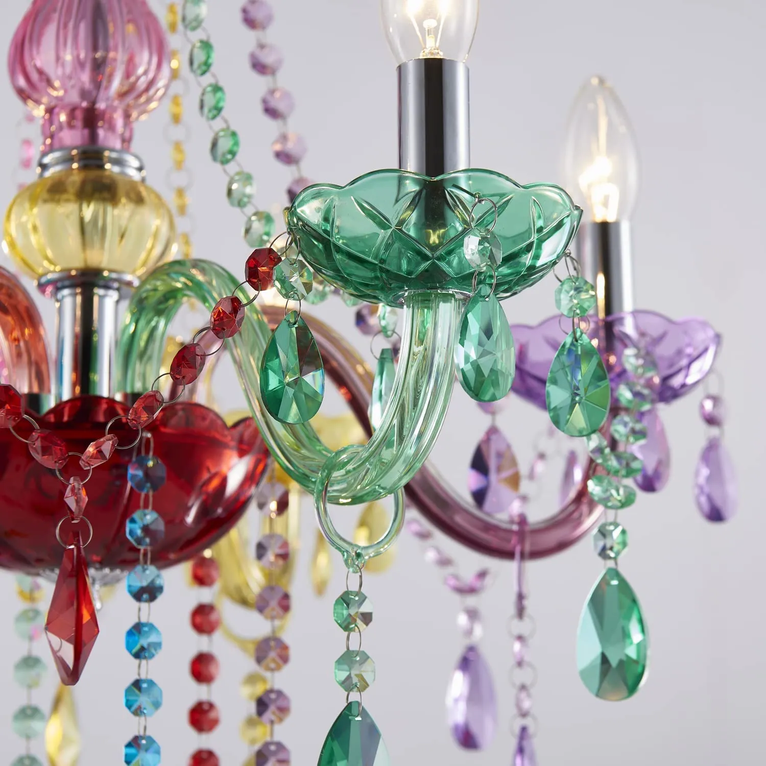 Chandelier Modern Crystal Multicolor Pendant with 6-Light