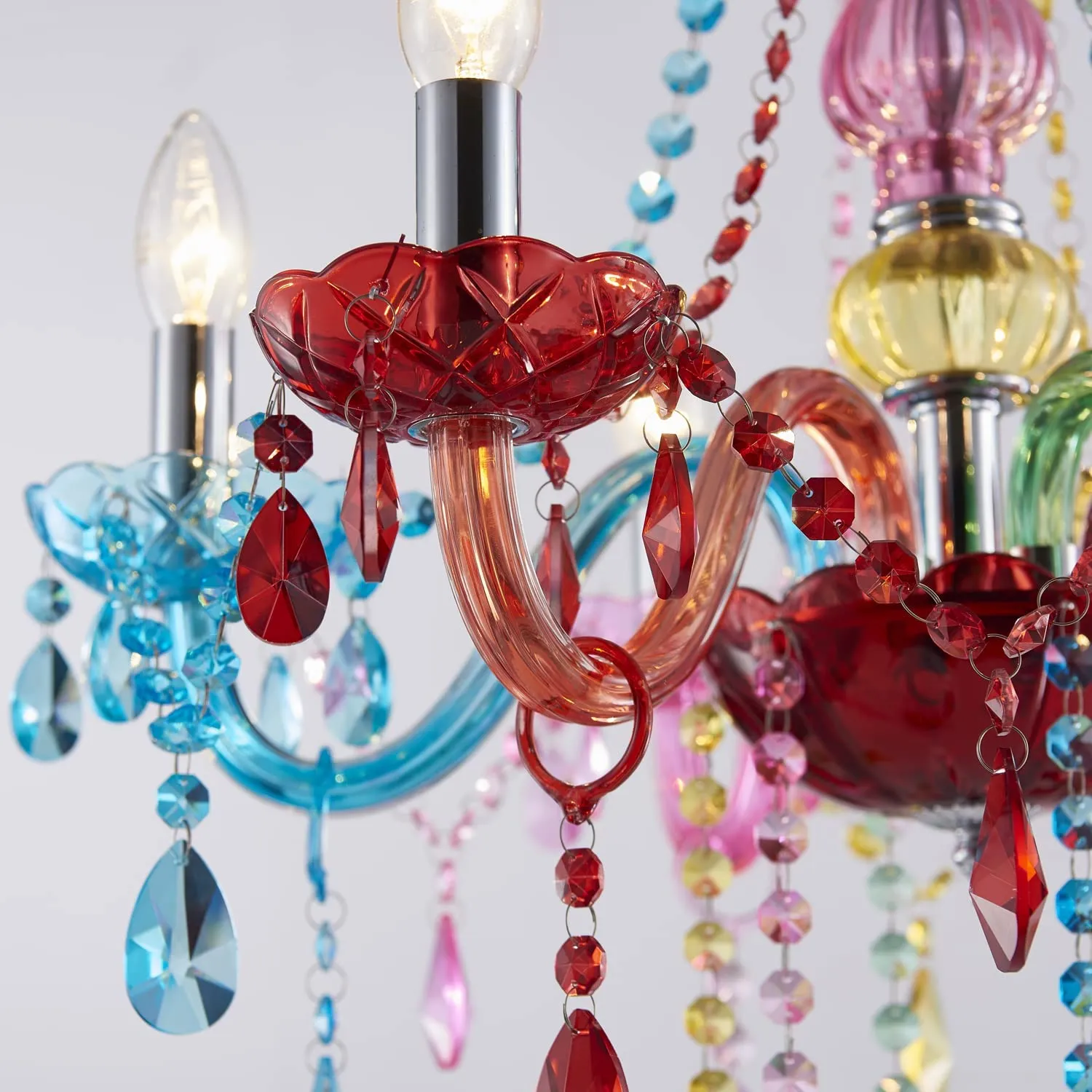 Chandelier Modern Crystal Multicolor Pendant with 6-Light