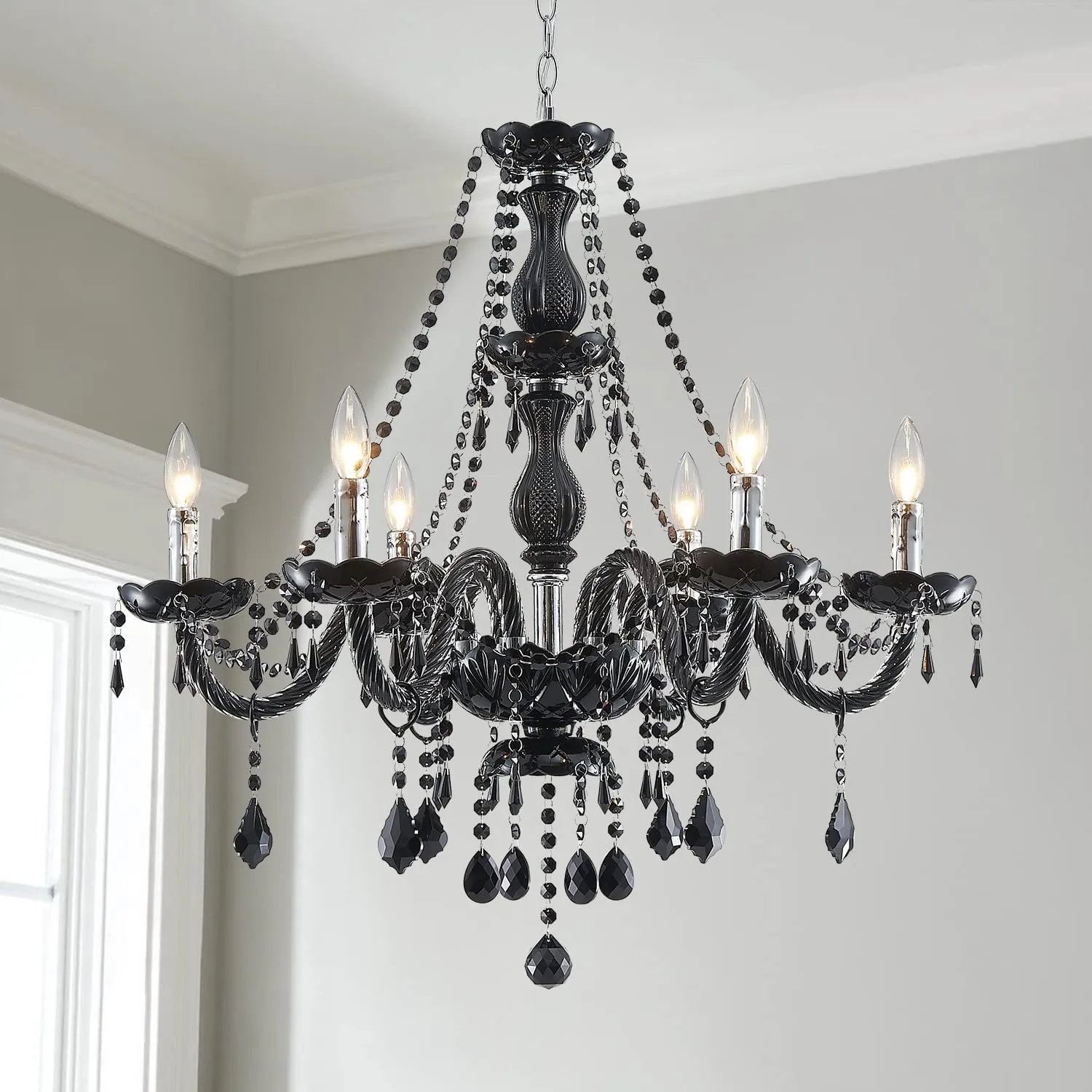 Chandelier Modern Crystal Multicolor Pendant with 6-Light