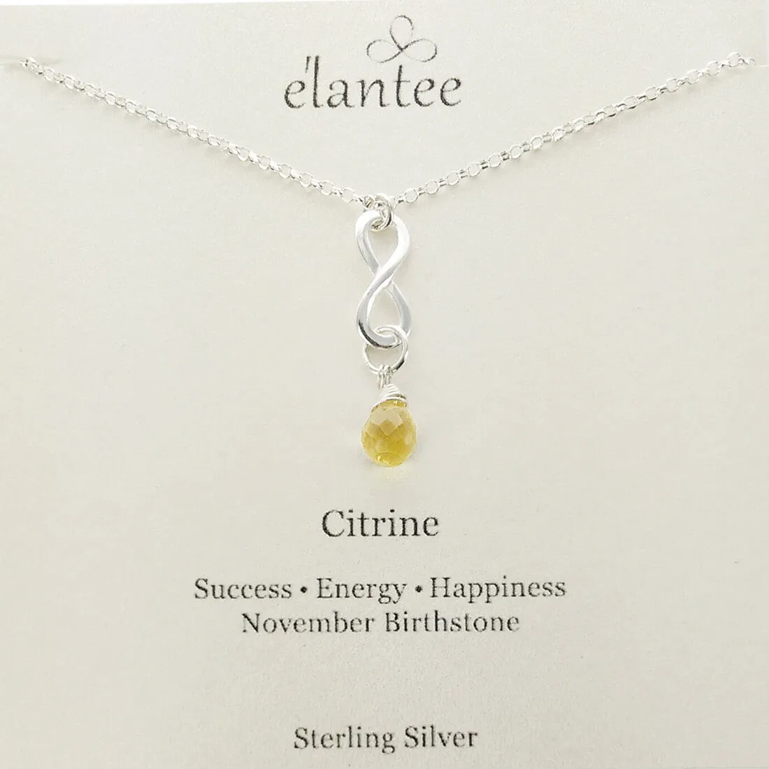 Citrine November Birthstone Infinity Necklace