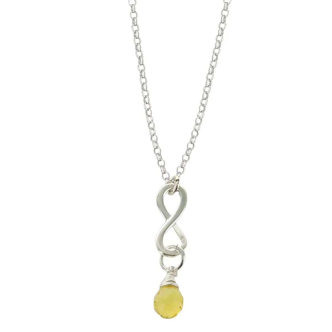 Citrine November Birthstone Infinity Necklace