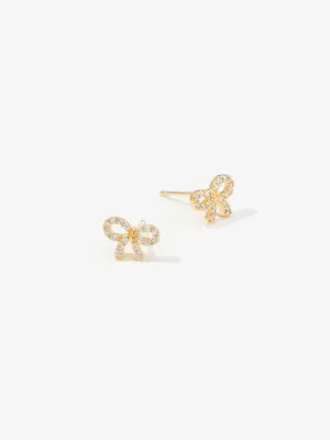 Crystal Bow Stud Earrings - Secret Box