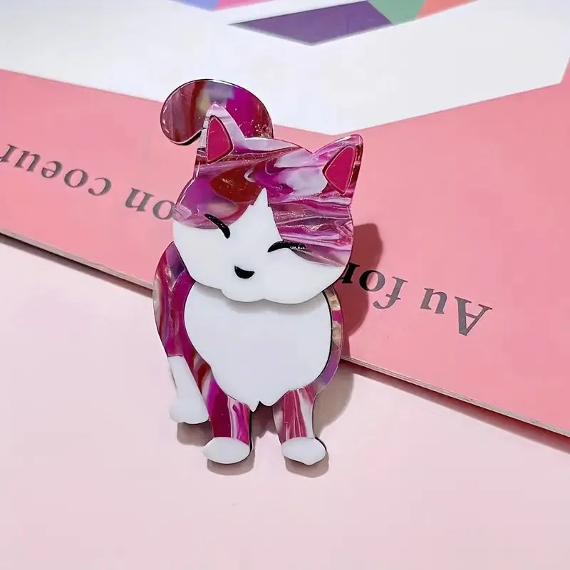 Cute Cat Handmade Acrylic Brooch