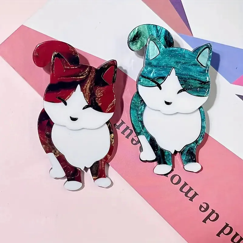 Cute Cat Handmade Acrylic Brooch