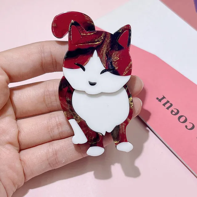 Cute Cat Handmade Acrylic Brooch