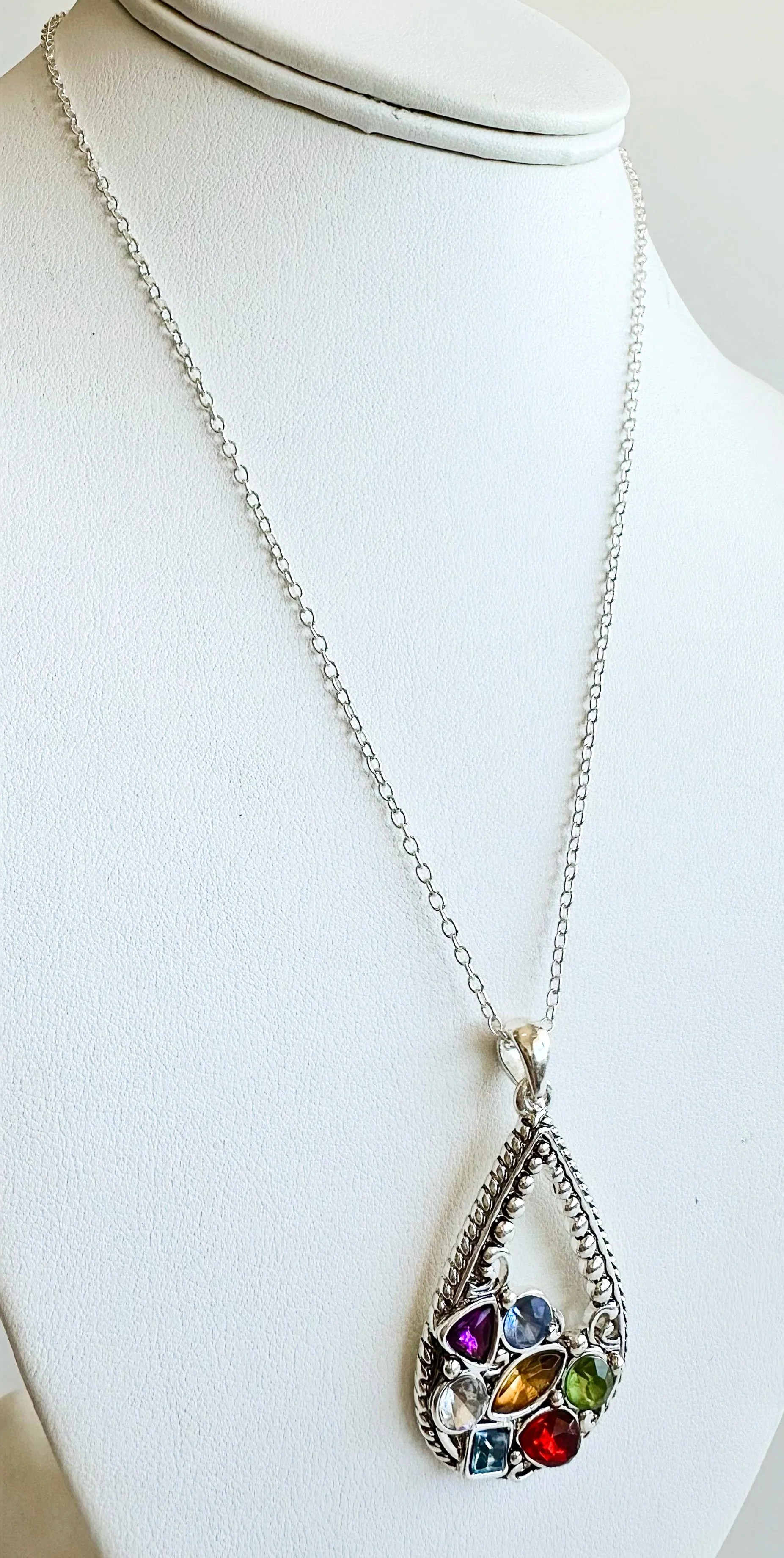 CZ Teardrop Pendant Necklace