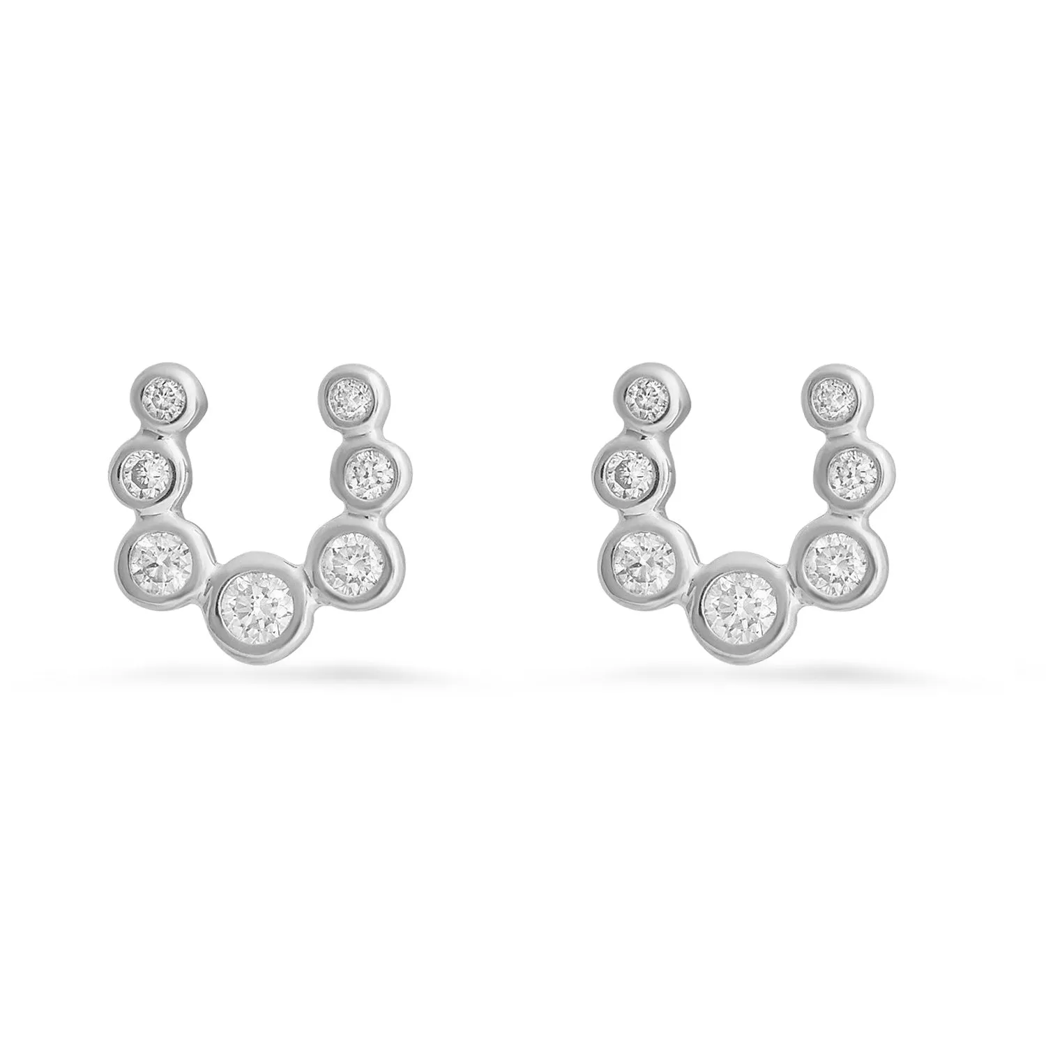 Diamond Bezel Horseshoe Stud Earrings