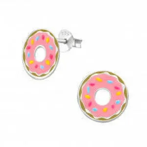 Doughnut Silver Stud Earrings - Delicate and Sweet Accessory for Any Occasion